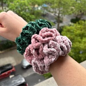 Set of 3 - SUPER Soft Handmade Crochet Velvet Scrunchies